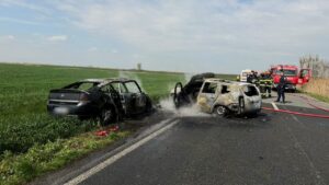 Timiș – Intervenție a pompierilor la un accident rutier urmat de incendiu pe DN 59 C