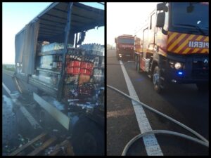 Timiș – Incendiu la remorca unui autotren pe A1, în apropiere de Balinț