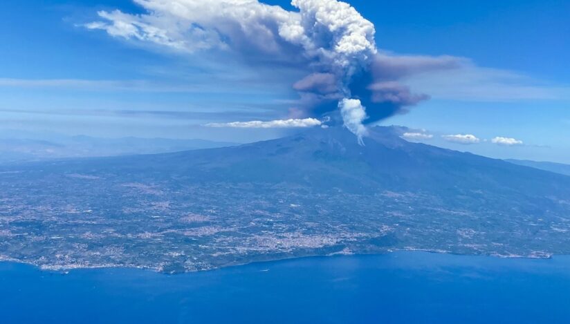 Plane passenger caught the moment Etna erupted the day after his wife ran up it